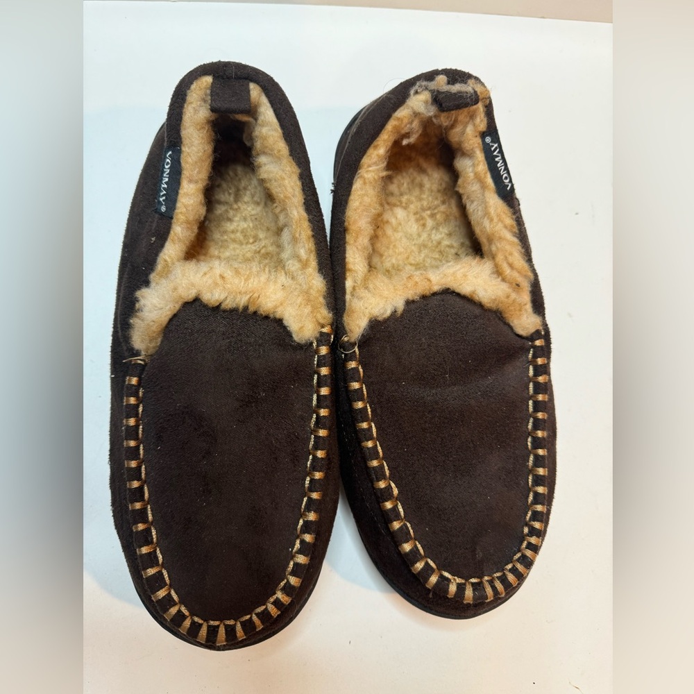Mens Vonmay Brown Fluffy Slippers Size 8